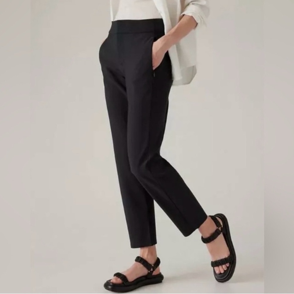 Athleta Stellar Skinny Black Stretch Casual Side Zip Pockets Trouser Pants 6